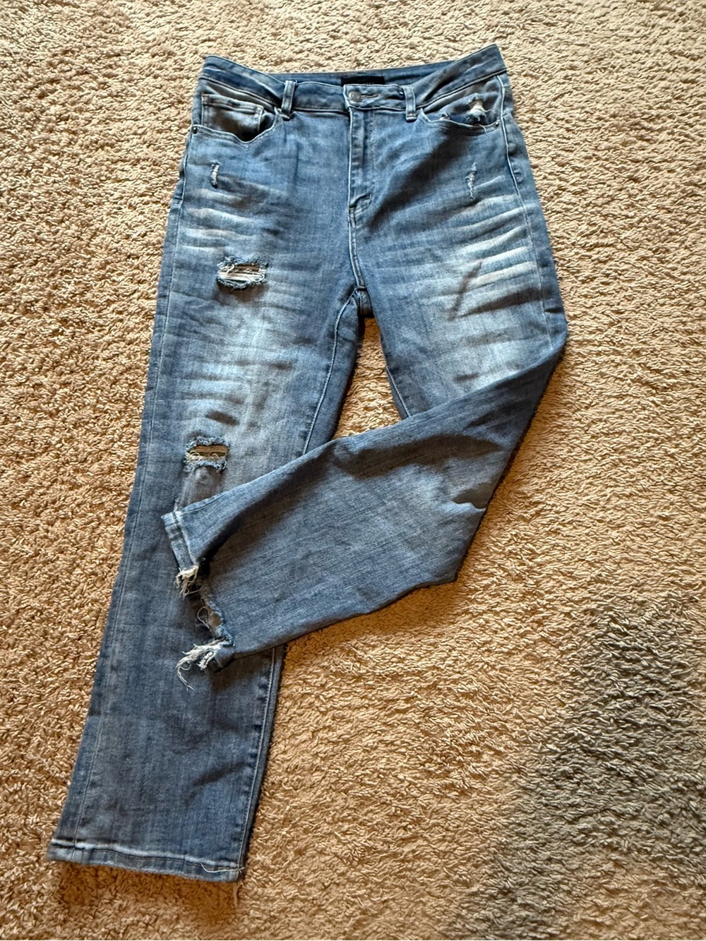 Women’s Distressed Cropped Ankle Jeans - Blue